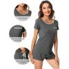 imageWiWi Viscose from Bamboo Pajamas Set for Women Soft Short Sleeve with Shorts Summer Plus Size Pjs Sets Sleepwear S4XDdark Heather Grey