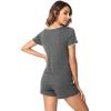 imageWiWi Viscose from Bamboo Pajamas Set for Women Soft Short Sleeve with Shorts Summer Plus Size Pjs Sets Sleepwear S4XDdark Heather Grey