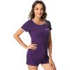 imageWiWi Viscose from Bamboo Pajamas Set for Women Soft Short Sleeve with Shorts Summer Plus Size Pjs Sets Sleepwear S4XDdark Purple
