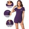 imageWiWi Viscose from Bamboo Pajamas Set for Women Soft Short Sleeve with Shorts Summer Plus Size Pjs Sets Sleepwear S4XDdark Purple