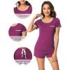 imageWiWi Viscose from Bamboo Pajamas Set for Women Soft Short Sleeve with Shorts Summer Plus Size Pjs Sets Sleepwear S4XDdark Reddish Purple