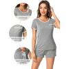 imageWiWi Viscose from Bamboo Pajamas Set for Women Soft Short Sleeve with Shorts Summer Plus Size Pjs Sets Sleepwear S4XDheather Grey