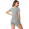 imageWiWi Viscose from Bamboo Pajamas Set for Women Soft Short Sleeve with Shorts Summer Plus Size Pjs Sets Sleepwear S4XDheather Grey