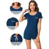 imageWiWi Viscose from Bamboo Pajamas Set for Women Soft Short Sleeve with Shorts Summer Plus Size Pjs Sets Sleepwear S4XDink Blue