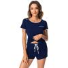 imageWiWi Viscose from Bamboo Pajamas Set for Women Soft Short Sleeve with Shorts Summer Plus Size Pjs Sets Sleepwear S4XDnavy