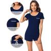 imageWiWi Viscose from Bamboo Pajamas Set for Women Soft Short Sleeve with Shorts Summer Plus Size Pjs Sets Sleepwear S4XDnavy
