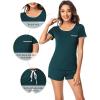 imageWiWi Viscose from Bamboo Pajamas Set for Women Soft Short Sleeve with Shorts Summer Plus Size Pjs Sets Sleepwear S4XDpeacock Green