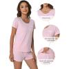 imageWiWi Viscose from Bamboo Pajamas Set for Women Soft Short Sleeve with Shorts Summer Plus Size Pjs Sets Sleepwear S4XDpink