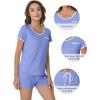 imageWiWi Viscose from Bamboo Pajamas Set for Women Soft Short Sleeve with Shorts Summer Plus Size Pjs Sets Sleepwear S4XDsky Blue