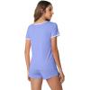 imageWiWi Viscose from Bamboo Pajamas Set for Women Soft Short Sleeve with Shorts Summer Plus Size Pjs Sets Sleepwear S4XDsky Blue