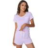 imageWiWi Viscose from Bamboo Pajamas Set for Women Soft Short Sleeve with Shorts Summer Plus Size Pjs Sets Sleepwear S4XDtaro Purple