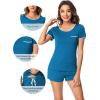 imageWiWi Viscose from Bamboo Pajamas Set for Women Soft Short Sleeve with Shorts Summer Plus Size Pjs Sets Sleepwear S4XDteal Blue