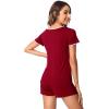 imageWiWi Viscose from Bamboo Pajamas Set for Women Soft Short Sleeve with Shorts Summer Plus Size Pjs Sets Sleepwear S4XDwine Red