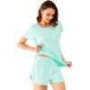 imageWiWi Viscose from Bamboo Pajamas Set for Women Soft Short Sleeve with Shorts Summer Plus Size Pjs Sets Sleepwear S4XEaqua