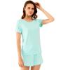 imageWiWi Viscose from Bamboo Pajamas Set for Women Soft Short Sleeve with Shorts Summer Plus Size Pjs Sets Sleepwear S4XEaqua