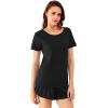 imageWiWi Viscose from Bamboo Pajamas Set for Women Soft Short Sleeve with Shorts Summer Plus Size Pjs Sets Sleepwear S4XEblack