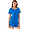 imageWiWi Viscose from Bamboo Pajamas Set for Women Soft Short Sleeve with Shorts Summer Plus Size Pjs Sets Sleepwear S4XEbright Blue