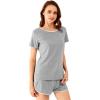 imageWiWi Viscose from Bamboo Pajamas Set for Women Soft Short Sleeve with Shorts Summer Plus Size Pjs Sets Sleepwear S4XEheather Grey