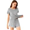 imageWiWi Viscose from Bamboo Pajamas Set for Women Soft Short Sleeve with Shorts Summer Plus Size Pjs Sets Sleepwear S4XEheather Grey