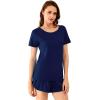imageWiWi Viscose from Bamboo Pajamas Set for Women Soft Short Sleeve with Shorts Summer Plus Size Pjs Sets Sleepwear S4XEnavy