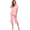 imageWiWi Bamboo Viscose Pajamas for Women Soft Capri Pants Pajama Sets Plus Size Sleepwear Pjs Loungewear S4XAblush Pink