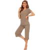 imageWiWi Bamboo Viscose Pajamas for Women Soft Capri Pants Pajama Sets Plus Size Sleepwear Pjs Loungewear S4XAcamel