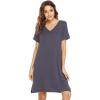 imageWiWi Viscose from Bamboo Nightgowns for Women Short Sleeve Sleep Shirt V Neck Nightgown Plus Size Sleepwear S4XAdark Grey