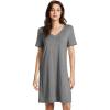 imageWiWi Viscose from Bamboo Nightgowns for Women Short Sleeve Sleep Shirt V Neck Nightgown Plus Size Sleepwear S4XAdark Heather Grey