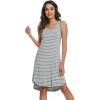 imageWiWi Viscose from Bamboo Nightgowns for Women Soft Sleeveless Tank Sleep Shirts Plus Size Sleepwear Night Dress S4XAgrey White Stripe