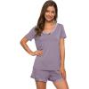 imageWiWi Viscose from Bamboo Pajamas Set for Women Soft Short Sleeve with Shorts Summer Plus Size Pjs Sets Sleepwear S4XAviolet
