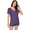 imageWiWi Viscose from Bamboo Pajamas Set for Women Soft Short Sleeve with Shorts Summer Plus Size Pjs Sets Sleepwear S4XBlavender