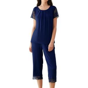 imageWiWi Bamboo Viscose Pajamas for Women Soft Capri Pants Pajama Sets Plus Size Sleepwear Pjs Loungewear S4XCnavy