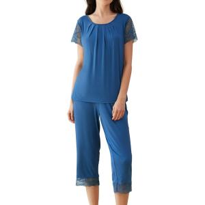 imageWiWi Bamboo Viscose Pajamas for Women Soft Capri Pants Pajama Sets Plus Size Sleepwear Pjs Loungewear S4XCprussian Blue