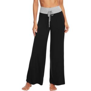 imageWiWi Pajama Pants for Women Plus Size Pajamas Bottoms Wide Leg Lounge Soft Pj SweatpantsViscose Made from Bamboo S4XAblackLight Heather Grey