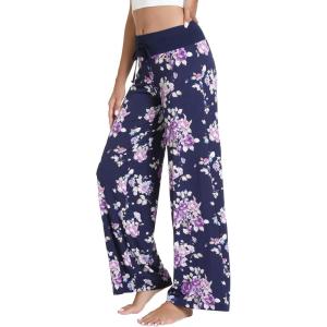 imageWiWi Pajama Pants for Women Plus Size Pajamas Bottoms Wide Leg Lounge Soft Pj SweatpantsViscose Made from Bamboo S4XAdark NavyPurple Floral