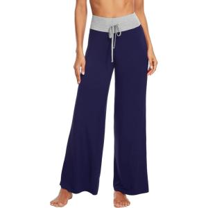 imageWiWi Pajama Pants for Women Plus Size Pajamas Bottoms Wide Leg Lounge Soft Pj SweatpantsViscose Made from Bamboo S4XAnavyLight Heather Grey