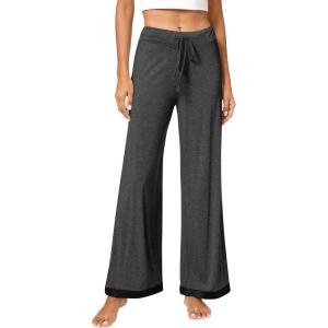 imageWiWi Pajama Pants for Women Plus Size Pajamas Bottoms Wide Leg Lounge Soft Pj SweatpantsViscose Made from Bamboo S4XBcharcoal Heather