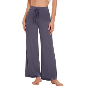 imageWiWi Pajama Pants for Women Plus Size Pajamas Bottoms Wide Leg Lounge Soft Pj SweatpantsViscose Made from Bamboo S4XBdark Grey