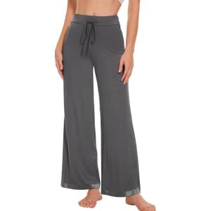 imageWiWi Pajama Pants for Women Plus Size Pajamas Bottoms Wide Leg Lounge Soft Pj SweatpantsViscose Made from Bamboo S4XBiron Grey