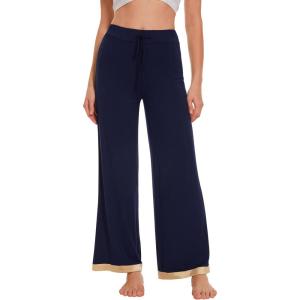 imageWiWi Pajama Pants for Women Plus Size Pajamas Bottoms Wide Leg Lounge Soft Pj SweatpantsViscose Made from Bamboo S4XBnavy