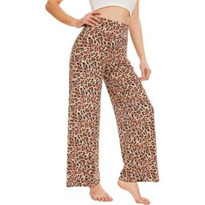 imageWiWi Pajama Pants for Women Plus Size Pajamas Bottoms Wide Leg Lounge Soft Pj SweatpantsViscose Made from Bamboo S4XCleopard