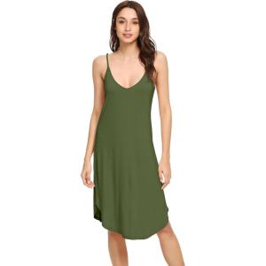 imageWiWi Slip Dress for Women Plus Size Chemise Nightgown Full Spaghetti Strap DressesViscose made from Bamboo S4XAarmy Green