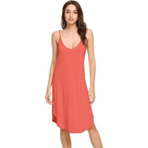 imageWiWi Slip Dress for Women Plus Size Chemise Nightgown Full Spaghetti Strap DressesViscose made from Bamboo S4XAcoral