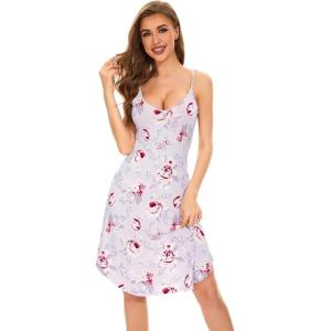 imageWiWi Slip Dress for Women Plus Size Chemise Nightgown Full Spaghetti Strap DressesViscose made from Bamboo S4XAgreyPeony