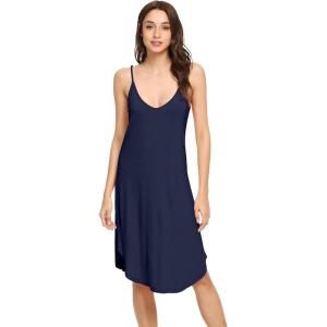 imageWiWi Slip Dress for Women Plus Size Chemise Nightgown Full Spaghetti Strap DressesViscose made from Bamboo S4XAnavy