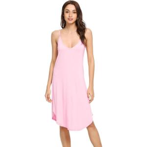 imageWiWi Slip Dress for Women Plus Size Chemise Nightgown Full Spaghetti Strap DressesViscose made from Bamboo S4XApink