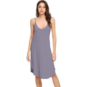 imageWiWi Slip Dress for Women Plus Size Chemise Nightgown Full Spaghetti Strap DressesViscose made from Bamboo S4XApurplish Grey