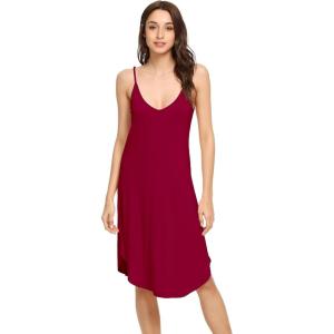 imageWiWi Slip Dress for Women Plus Size Chemise Nightgown Full Spaghetti Strap DressesViscose made from Bamboo S4XAwine