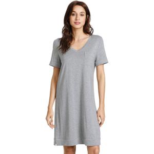imageWiWi Viscose from Bamboo Nightgowns for Women Short Sleeve Sleep Shirt V Neck Nightgown Plus Size Sleepwear S4XAheather Grey