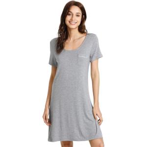 imageWiWi Viscose from Bamboo Nightgowns for Women Short Sleeve Sleep Shirt V Neck Nightgown Plus Size Sleepwear S4XBheather Grey